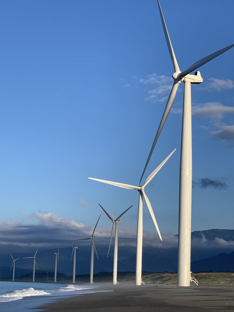 Giant windmills in Bangui Windmills farm, ilocos Norte, Philippines